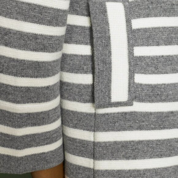 J.Crew KD6774 grey white stripe merino wool sweater cardigan coat XS 0 - Picture 3 of 16